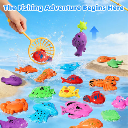 BLmukce Magnetic Fishing Game Toys with Inflatable Pool for Toddlers 1-3 3-5, Kids Bathtub Pool Water Table Toys, Birthday for 2 3 4 5 6 Year Old Boys Girls