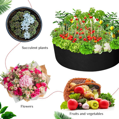 Zhehao 4 Pcs 100 Gallon Fabric Raised Planting Bed Round Garden Grow Bags Heavy Duty Breathable Fabric Raised Planter Container for Gardening Vegetables Herbs and Plants Outdoor