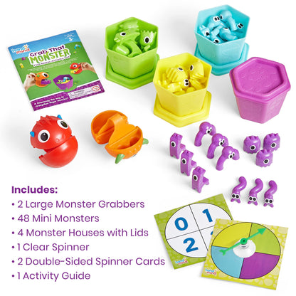 hand2mind Grab That Monster Fine Motor Activity Set, Occupational Therapy Toys, Pincer Grasp Fine Motor Skills Toys for Toddlers 3-4, Play Therapy Games for Kids, Preschool Learning Activities