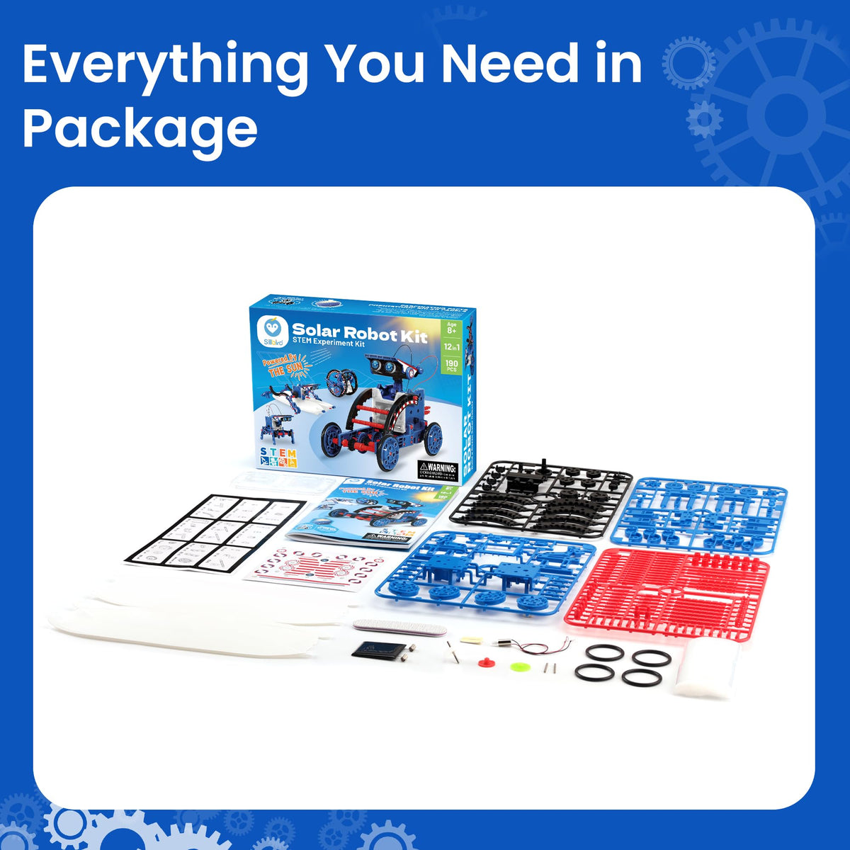 Sillbird Solar Robot Building Kit STEM Gift for Boys Aged 8-12, 12-in-1 DIY Science Educational Robotic Toys for Kids Teens Birthday, Powered by the Sun with 190 Pieces