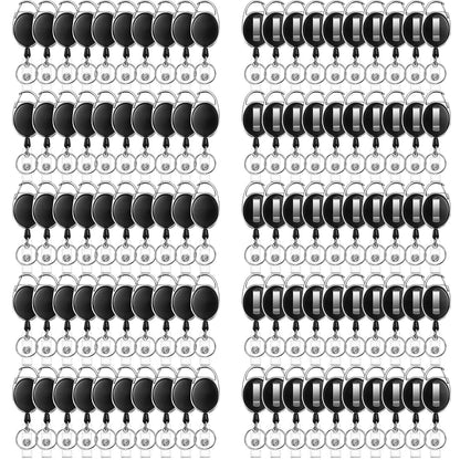 JEFURE 100 Pcs Badge Reel, ID Badge Holder Retractable Clip, Heavy Duty Keychain Badge Reel，Badge Clip, Bulk Lanyard for Wear Keys, ID Card, Name Hold