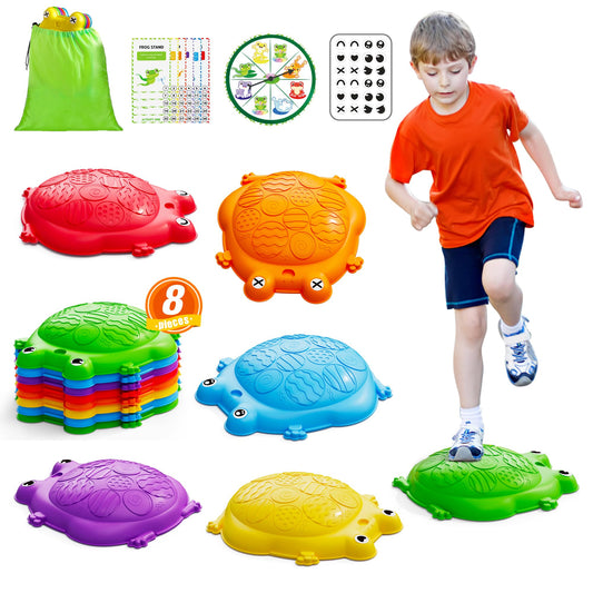 HYES Stepping Stones for Kids, 8PCS Non-Slip Balance Steps Stones for Toddler 1-3, Obstacle Courses Sensory Toys, Coordination Game for Boys Girls Indoor Outdoor Play Ages 3-5
