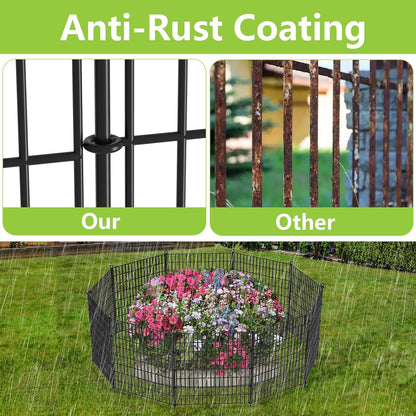 Toolterritary 10 Panels No Dig Garden Fence with Gate, 40 in(H) X 24.2 ft(L) Metal Fence Panels, Thickened Rustproof Garden Fencing, Animal Barrier Fence for for Dogs, Rabbits, Landscape, Patio