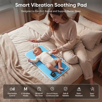 Baby Vibrating Sleep Soother Mat, Vibrating Mattress Pad Sleep Soother, 90 Min Timer, Vibrating Mat for Sleep, Aid to Calm Fussy Newborn for Easier Rest, Infant: 0-12 Months, Lake Blue