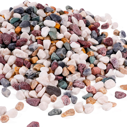 Lanmik Diameter 0.5 Inches 5lbs 1280pcs Natural Mixed Color River Rocks, Decorative Ornamental Pebbles,Garden Landscaping Stones,Gravel Filler for Home Decoration Flower Bed Fish Tank Plants Vases Succulents
