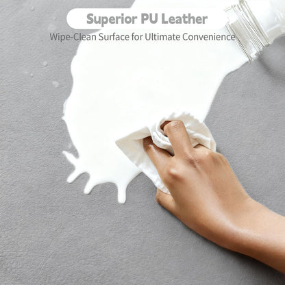 LevNubis PU Leather Baby Play Mat for Floor, 47"×47" Playpen Mat, 1.3" Thick Elasti-Foam, Non-Slip Crawling Mat for Tummy Time, Waterproof & Wipe-Clean Playmat for Toddler,Infant, Kids (Grey）