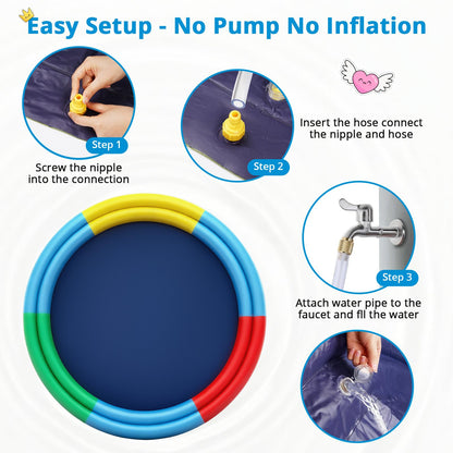 Large Splash Pad for Kids & Dogs, 78” Sprinkler Splash Pad with Dual Spray Tubes, Thick Non-Slip Water Play Mat for Backyard, Summer Outdoor Water Toys for Toddlers & Family