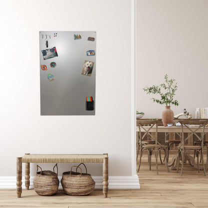 Large Magnetic Board for Wall - Magnet Display Board - Magnetic Bulletin Board - Dry Erase Memo Board- Made in USA (Metallic Silver, 23" Wx35 L)