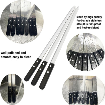 Voniel 23.6 Inch Long Kabob Skewers,0.91 Inch Wide Skewers for Kabobs,Metal Stainless Steel Kebob for Grilling,Extra Large Flat Kebab,BBQ Tool,Barbecue Sticks with Black Wood Handle,7 Pack with Bag.
