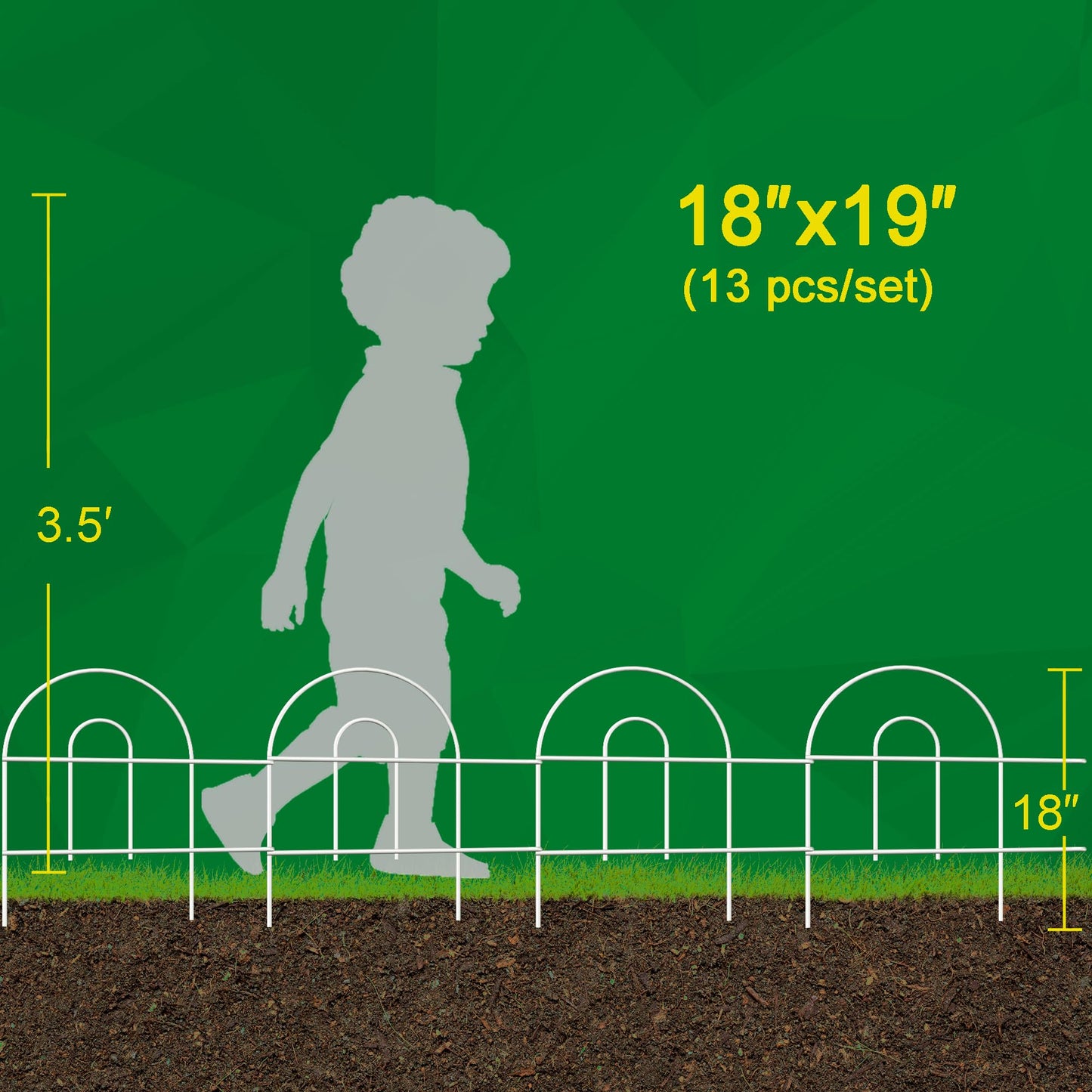 FOREHOGAR Decorative Garden Folding Border Fence 18in X20ft Rustproof Metal Wire Edging Flower Bed Fences Panel Outdoor White Garden Fencing Edge Patio Landscape