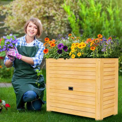 SUNYRISY Wooden Raised Garden Bed with Storage Box, 34" L x 18" W x 30" H Elevated Large Planter Box for Planting Herb Vegetable Flower Outdoor Indoor, Wood