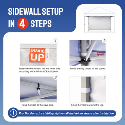 CROWN SHADES SunWall Silver Coated for 10x10 Pop up Canopy Tent, 1 Pack Sidewall Only with Silver Coating (1 Pack, White)