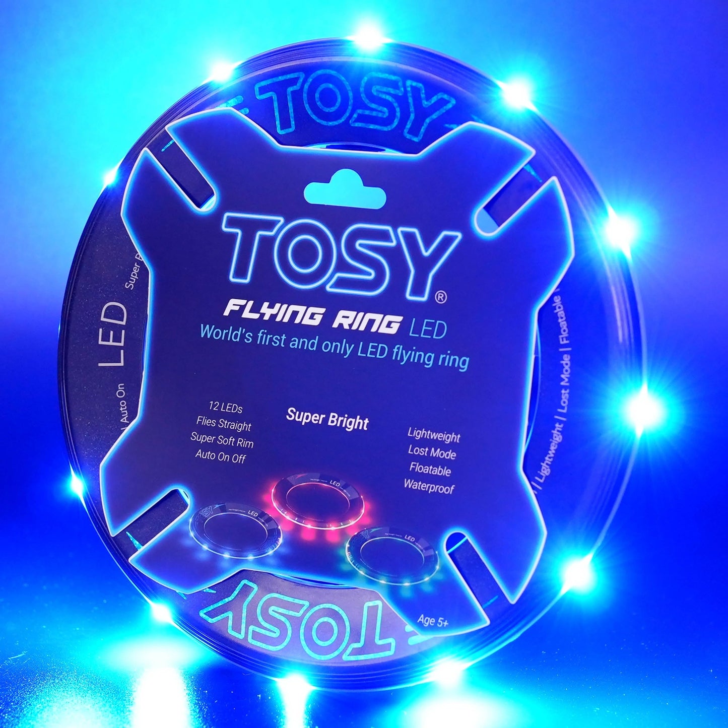 TOSY Bundle of 3-2X Blue + Green - Flying Ring 12 LEDs Super Bright