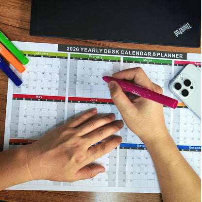 2026 Wall Desk Calendar 11x17 Inch, Reversible 2-Sided Horizontal or Vertical, 12 Month with Generous Block Space & Holidays Marked for Office, Home, School - 2 Pack (1 Laminated & 1 Cardstock)