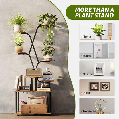 DIOOSN Tall Plant Stand, 9-Tier Tiered Indoor Plant Stand Multiple Shelves, Stable Plant Stand Indoor with Grow Lights for Home, Office, Balcony & Patio