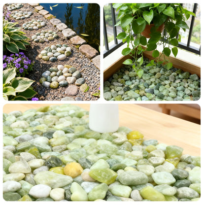 SIDONG 5 LB Jade Pebbles, 1.2-2Inch Natural Decorative Polished Jade Stones, Jade River Rocks for Succulents, Cactus, Vases, Indoor Plants, Garden Landscaping, Bamboo