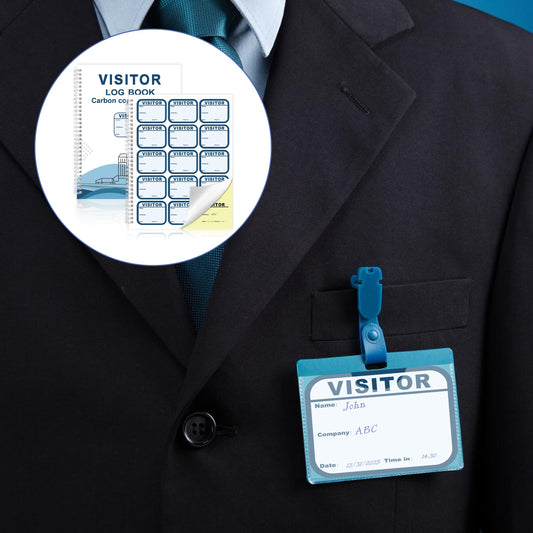 1 Pack of Visitor Badges Log with Carbon Copy Protecting Privacy Pages Visitor Stickers 8.5x11 Inch Visitor Log Book School Church Business Pass Guest Register Book - 225 Badges 30 Memo Pages (1)