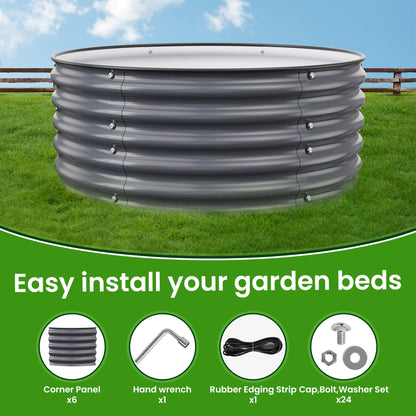 Nossta Round Raised Garden Beds, 42''x42''x17''Outdoor Galvanized Garden Planter Box for Vegetable Fruits Flower Herb (Deep Grey)