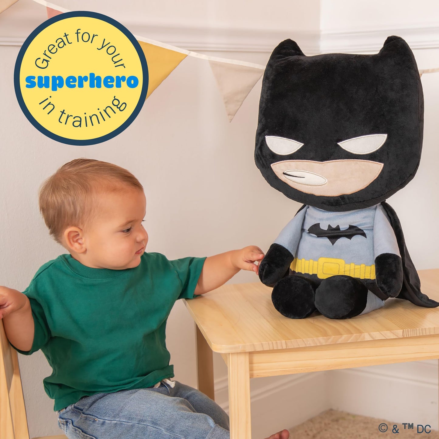 Kids Preferred DC Batman Plush, Beans in Body & Crinkle Feet, Extra Soft Stuffed Animal Toy for Baby and Toddler Boys & Girls – 25 Inch Size