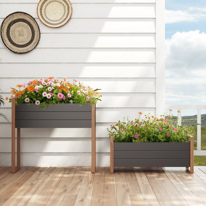 Grand patio Raised Garden Bed with Legs, Metal Elevated Planter Box with Woodgrain Finish, 39×15×36 Inch Outdoor Raised Garden Planter for Vegetables Flowers Fruits Herb, 660lb Capacity