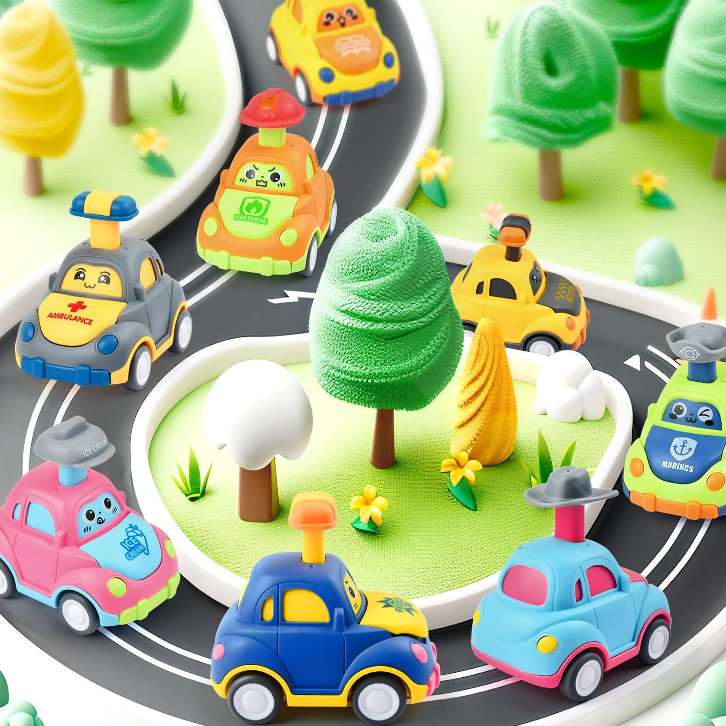 soi-meme 8 Pack Press and Go Car Toys for Toddlers1 2 3 Year Old,Infant Play Vehicle Set Toys for 1-3, Baby Car Toys for 18 Months,First Birthday Gifts for Boys