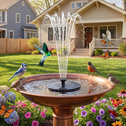 AISITIN Solar Fountain, Solar Bird Bath Fountains Pump with 6 Nozzles, 2026 Upgraded Free Standing Floating Solar Powered Water Fountain Pump for Bird Bath, Garden, Pond, Pool and Outdoor