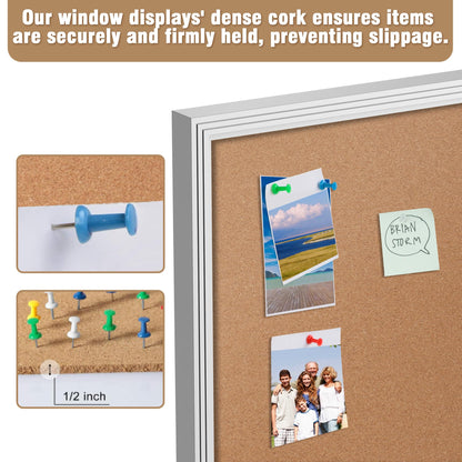Mifuro 48"x30" Enclosed Bulletin Board, Outdoor Lockable Weather-Resistant Aluminum Cork Noticeboard for School & Office, Silver Frame w/Cork
