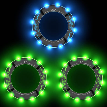 TOSY Bundle of 3-2X Green + Blue - Flying Ring 12 LEDs Super Bright