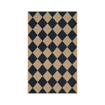 Lahome Colette Checkered Easy Jute 3x5 Outdoor Patio Rug, Washable Rugs for Entryway Diamond Indoor Outdoor Living Room Carpet, Farmhouse Neutral Non Slip Black Door Carpet for Backyard Bedroom