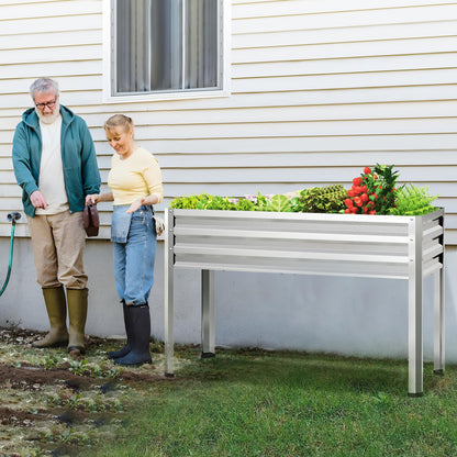 FOYUEE Galvanized Raised Garden Bed with Legs, 48 gallons, 48"x24"x32" Large Metal Elevated Planter Boxes with Drainage Holes,for Vegetables, Flowers, Backyard, Patio, Balcony