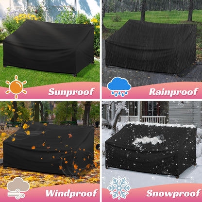 Outdoor Bench Cover 2 Seater Waterproof, 52" W X 28" D X 35" H All Weather Patio Bench Cover for Outside Furniture, Loveseat, Sofa Couch, Bench and Glider, Black