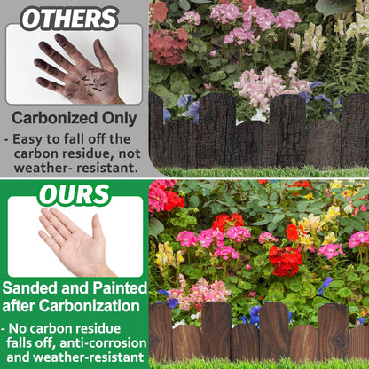 Wooden Garden Edging - 2 Pcs 5.9''x41.3'' Sturdy Pine Landscape Border, Flexible Decorative Fence for Outdoor Yard Lawn Flower Bed Pathway Tree
