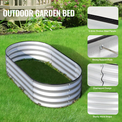 Backyard Expressions Home Galvanized Raised Garden Bed Kit 4x2x1ft, Planter Box Raised Garden Beds Outdoor, Easy Assembly Metal Raised Bed for Gardening Vegetables, Fruits, Flowers - Silver