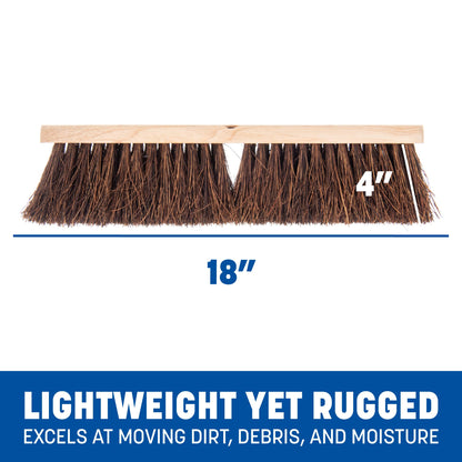 SPARTA Flo-Pac Garage Sweep with Palmyra Bristles, Heavy Duty Broom Head for Indoor and Outdoor Use on Rough Surfaces, 18" Long, 1 Count, Natural