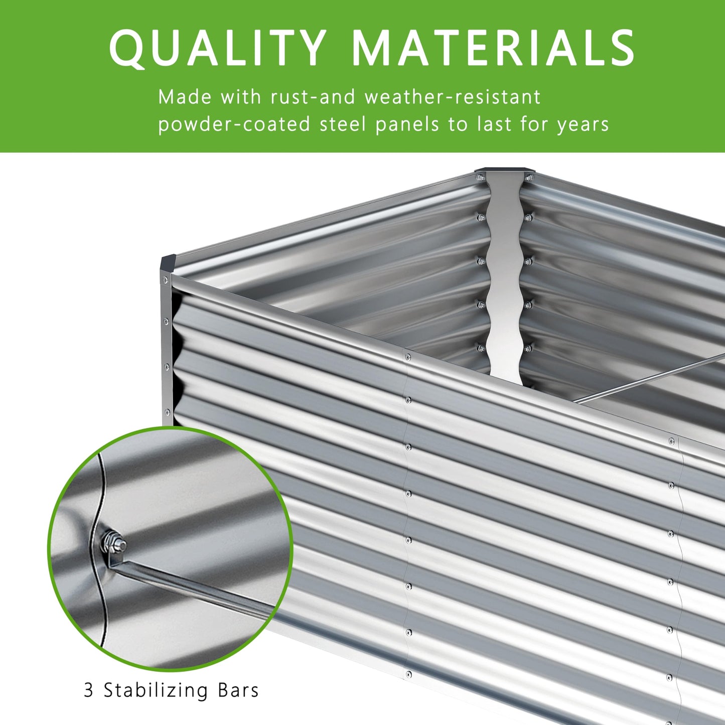 Nedenyou 2PCS 8x2x1FT Galvanized Raised Garden Bed,Planter Raised Beds-Metal Garden Box,Large Plant for Outdoor Planting, Vegetables Bed，Flower,herb-Silver