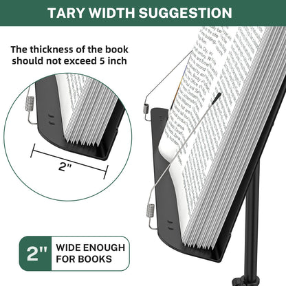 GLEAM Sheet Music Stand - Full Metal with Carrying Bag, Phone Holder, Sheet Music Folder and Clip, 5 in 1 Desktop Book Stand - Black