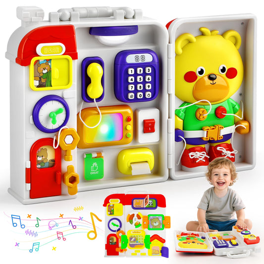 TOY Life Toddler Montessori Busy Board for 1-2 Year Old, 20‑in‑1 Baby Musical Toddler Toys, Early Educational Baby Montessori Toys for Toddler 1‑3, Easter Birthday Gift for 1+ Year Old Boys Girls