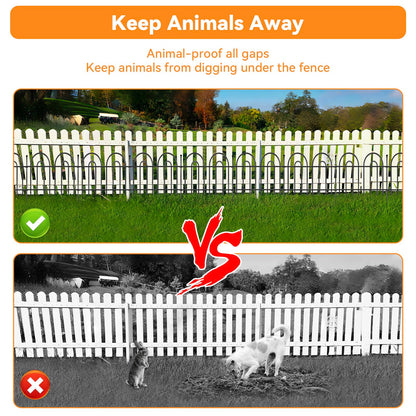 12 Pack Animal Barrier Fence, 17ft(L) x 21in(H) No Dig Garden Fence Panels with Decorative Arch Design for Dogs Rabbits, Rustproof Metal Garden Fencing for Outdoor, Lawn, Patio