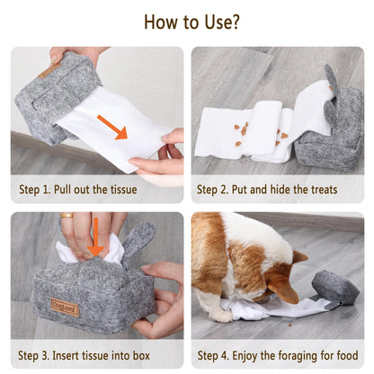 ETIAL Dog Puzzle Toys | Treat Dispensing Toys | Tissue Box Snuffle Sniffing Toys | Hide and Seek Interactive Toys for Dogs Grey