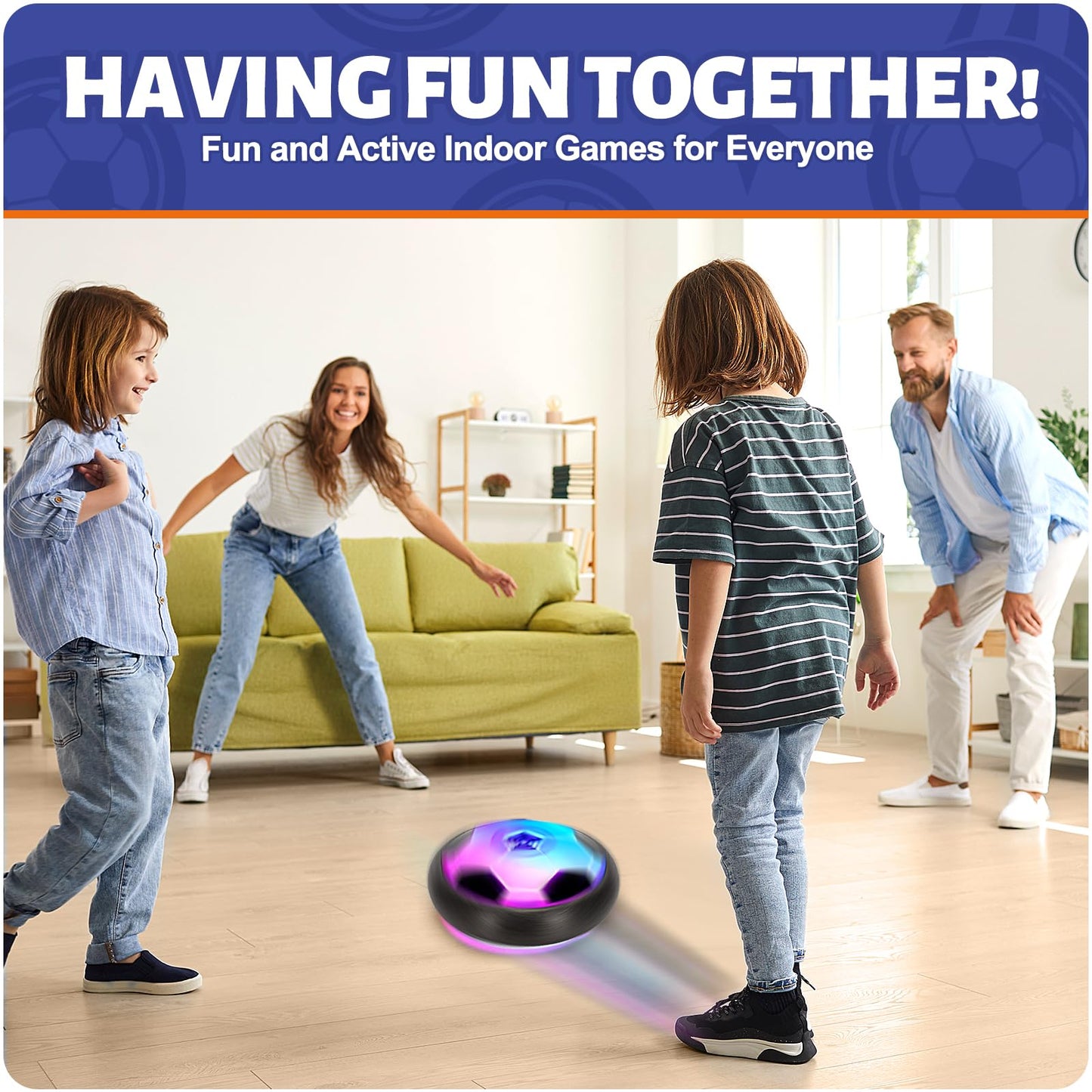 Officygnet 2 Pack Hover Soccer Ball Toys Gifts for 5, 6,7, 8-12 Year Old Boys, Indoor Boys Toys Age 6-8, Light-Up Soccer Ball Games for Kids 4-6, Ideal Christmas Birthday Sports Gifts for Kids