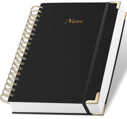 ALKALO Spiral Notebook Journal, 328 Pages Linen Hardcover College Ruled Notebook, Lined Thick Journals for Women Men, A5 Thick Spiral Journal for Writing, 100GSM Paper, Cute Notebooks for Work School