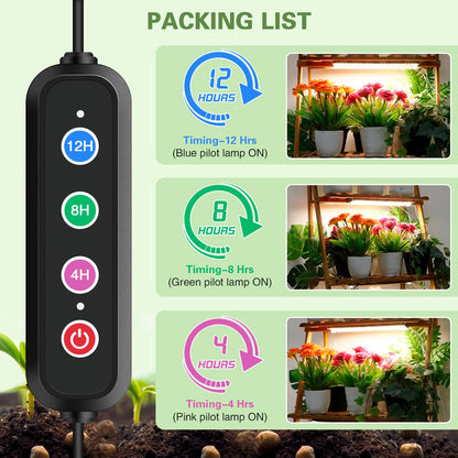 LPMZMBL 40W Ultra-Thin Panel Full Spectrum Grow Lights, 768 LEDs Growing Light for Indoor Plants with Daisy Chain Function, Grow Lights for Seed Starting with 4/8/12/16/20H Auto On/Off Timer (4pcs)
