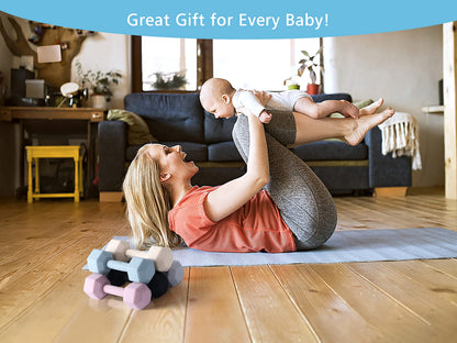 Giftty Baby Dumbbell Infant Rattle Silicone Teething Toy Teether Infants Toddler Sensory Toy Exercises Weight - Made of 100% Food-Grade Silicone, Safe for Baby Boys and Girls (1pcs 4.8oz - Blue)