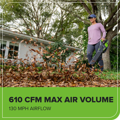 Greenworks 60V 17" Brushless (Push) Mower + 60V (610 CFM) Brushless Blower, 4.0Ah Battery and 3A Charger
