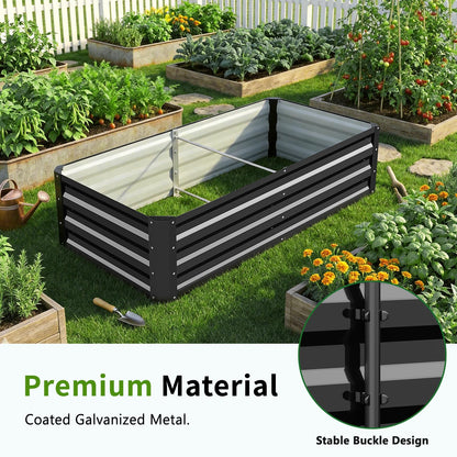 DoCred 3 in 1 Galvanized Raised Garden Bed, 2Pcs Metal Garden Planter Box with 87" H Trellis for Climbing Plants, Outdoor Gardening Raised Beds with Climbing Net for Fruits, Vegetables, Flower (Black)