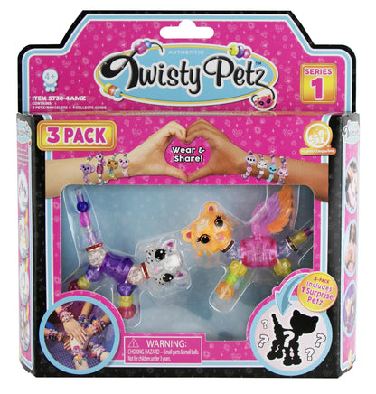 Twisty Petz 3-Pack Dot Leopard & Sorbet Flying Tiger. Includes 3 Collectible Petz: 2 You See,1 Surprise! Adorable collectible petz transform into friendship bracelets, necklace & accessories. Girls 6+