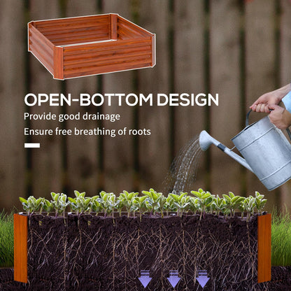 Metal Planter Box, 2-Piece Galvanized Raised Garden Bed - Dark Brown - Set of Two - Outdoor Durable - for Growing Plants