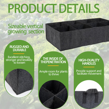 FVOTNW 2-Pack 2 Grids Fabric 10 Gallon Grow Bags, 2x1x1ft Thickened 400G Nonwoven Fabric Raised Garden Beds with Handles - Indoor Outdoor Planters for Vegetables, Herbs, Flowers