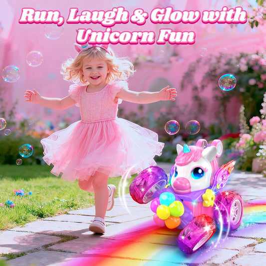 Zmpolir Unicorn RC Cars for Girl Toys with Glowling Crystal Wings & Eyes Lights, 360° Rotation Remote Control Car Pink Unicorn Stunt Car Kids Toys Birthday Gifts for 3 4 5 6 7 8 9 10 Year Old Girls