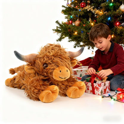 JDF 4lbs Highland Cow Weighted Stuffed Animals, 22in Giant Highland Cow Gift Plush Toy, Adorable Stuffed Animal Adults & Kids Highland Cattle Plushie Pillow Decor